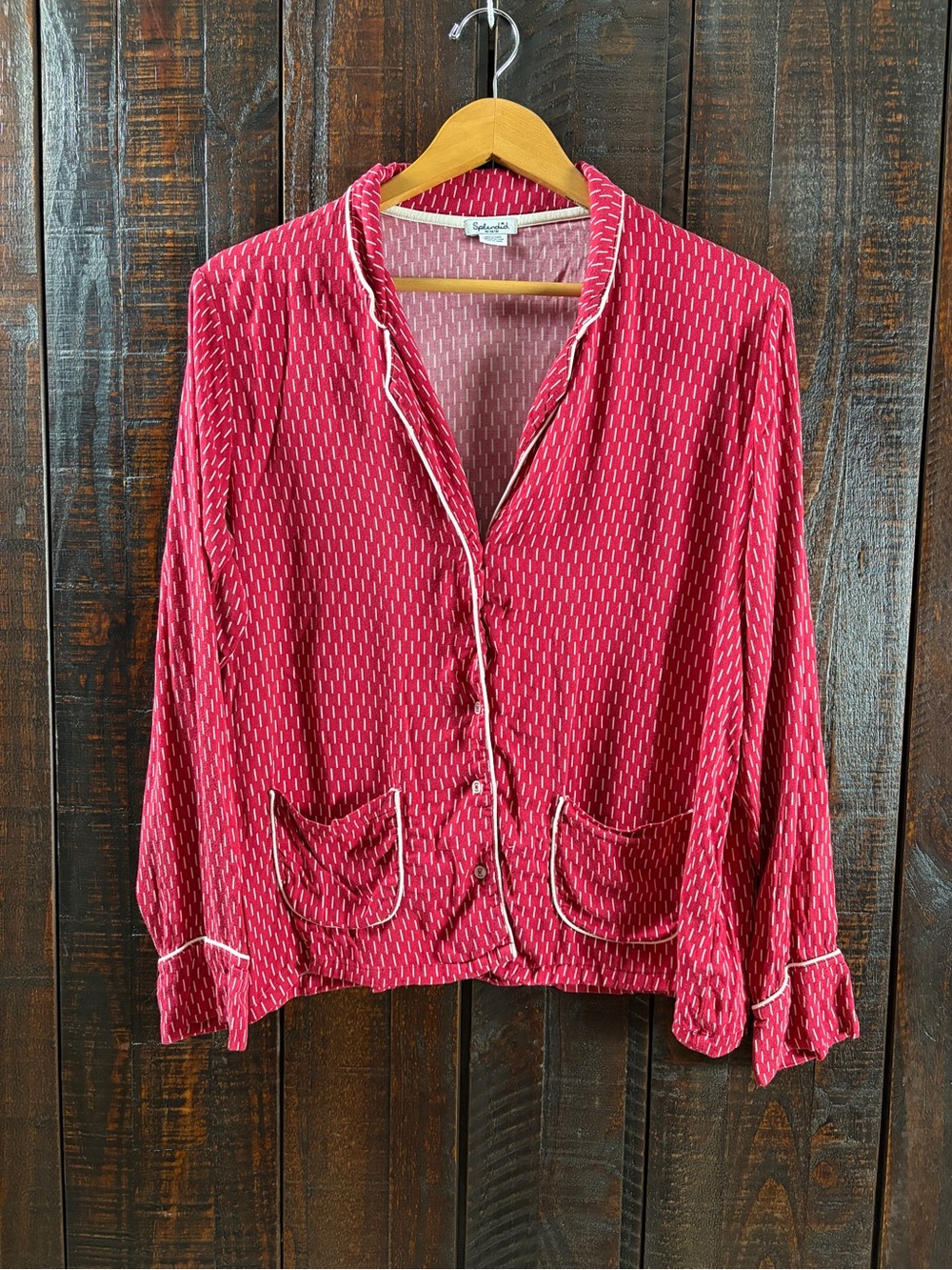 Splendid Patterned Button-Down Pajama Shirt Medium
